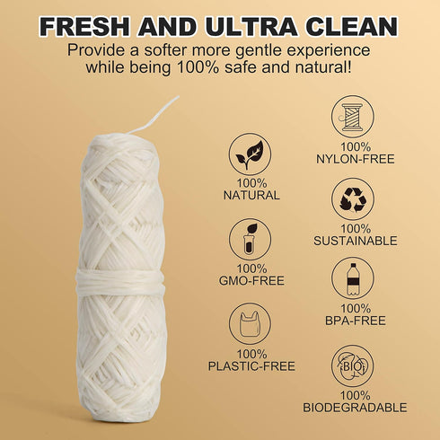 Gaia Guy Natural Unflavored Silk Dental Floss - 2 x 33yds Compostable Pure Silk Waxed with Candelilla Wax, Reusable