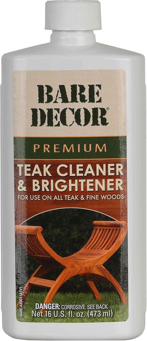 Bare Decor Premium Teak Cleaner 16oz - Home & Marine Use, White