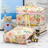 PAZIMIIK Cotton Makeup Bag for Women, Large Quilted Travel Cosmetic Case, Floral Orange