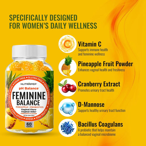 NutraPep Gummies Gummy Feminine Balance Probiotics for Women - Vaginal Health & Women's pH Balance Natural Supplement