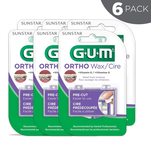 GUM Orthodontic Wax with Vitamin E and Aloe Vera (Pack of 6)