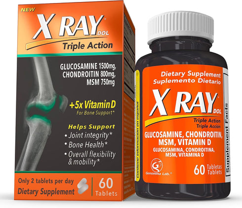 X Ray Dol Triple Action Glucosamine Chondroitin Supplement - 60 Count for Joint Support, Flexibility & Mobility