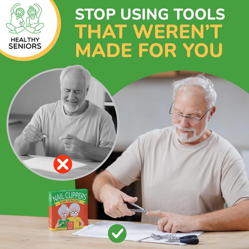 Toenail Clippers for Seniors - 4-Piece Heavy Duty Nail Clipper Set with Podiatrist Grade Tools