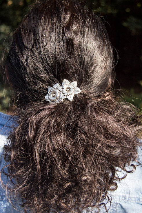 Ponytail Holder Hair Accessory, Women's Hair Tie, Daffodil Design by Oberon Design