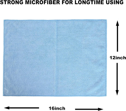 Torin ATRDSS8001B Multi Purpose Microfiber Cloth Cleaning Towels: Pack of 24, 16" L x 12" W, Blue