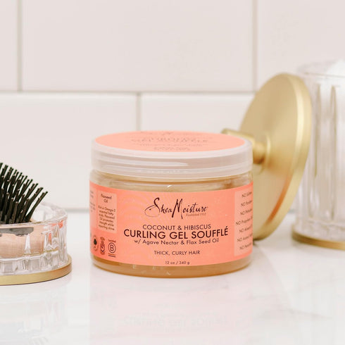 SheaMoisture Curling Gel Souffle - 12 oz for Thick, Curly Hair with Coconut & Hibiscus