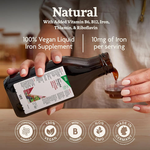 Floradix Floravital Iron & Herbs Liquid Herbal Supplement for Energy Support, Vegan, 17 oz