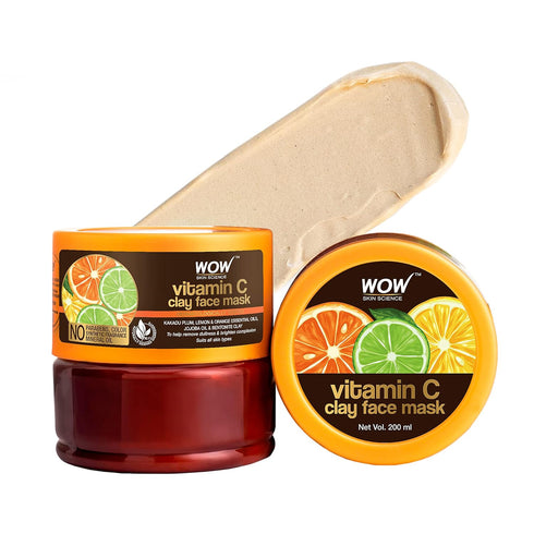 WOW Skin Science Vitamin C Clay Face Mask - Hydrating, Anti-aging, Brightening & Purifying Masque for All Skin Types -