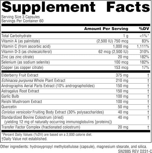 Source Naturals Wellness ImmuneSmart - Core Daily Immune Support with Vitamins A, C, D, Zinc, Elderberry, 180 Capsules