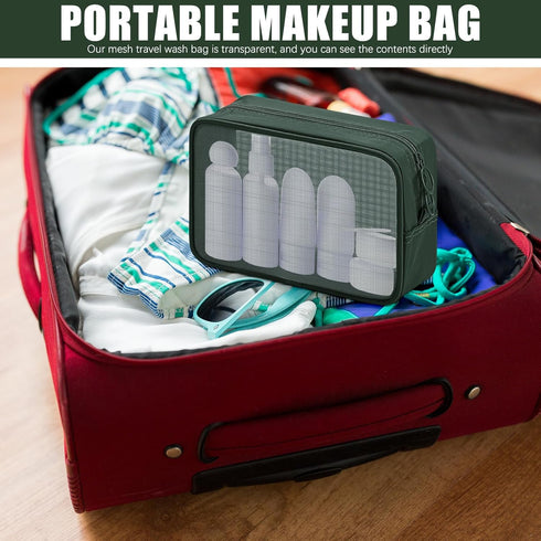 Weewooday 4 Pcs Mesh Makeup Bag - Travel Toiletry Bag Pouch with Zipper, Mini Portable Cosmetic Bag for Daily