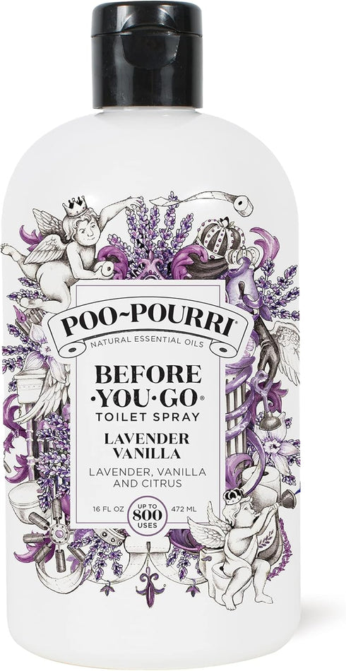 Poo-Pourri Before-You-Go Toilet Spray Refill, Lavender Vanilla,16 Fl Oz, Up to 800