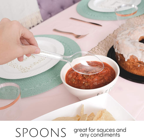 Plasticpro Disposable Plastic Serving Utensils Set of 12 - 3 Spoons, 3 Forks, 3 Knives, 3 Sifting Spoons, Clear