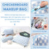 3 Pcs Checkered Makeup Bag Set for Girls Women, Large Capacity Travel Organizer Toiletry Pouch
