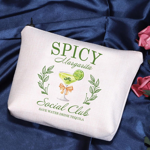 POFULL Margarita Social Club Tequila Gift, Spicy Margarita Cosmetic Bag for Girls Trip