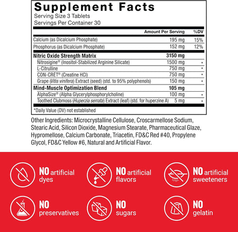 Force Factor Volcano Extreme Pre Workout Supplement for Men, Nitric Oxide Booster with Creatine, 90 Tablets for Muscle
