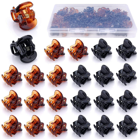 JANYUN 48Pcs Mini Hair Claw Clips - Black Brown Small Hair Clips for Girls Women, Plastic Multifunction Clamp