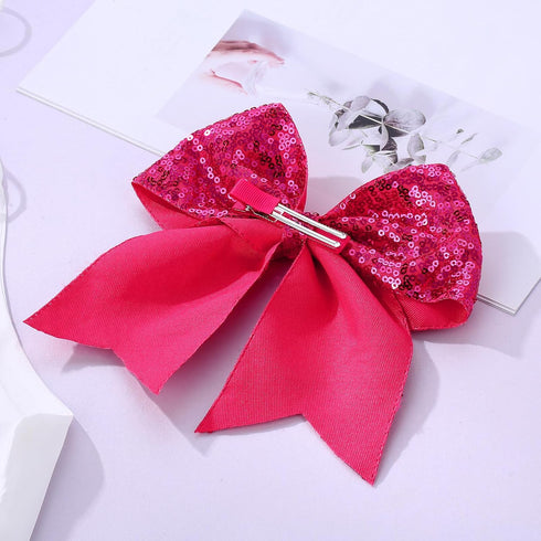 Large 7 Inch Glitter Bow Clip for Women Teens Girls, Bling Party Hair Accessories