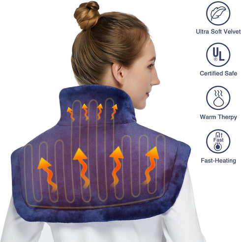 CAROMIO Weighted Heating Pad for Neck and Shoulders, Large Electric Fast Heating Pad for Pain Relief
