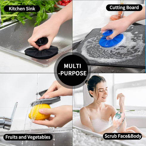 BEAUTAIL Silicone Sponge, Non-Scratch Scrub Sponges for Dishes, 1 Pack Black Kitchen Fruit Vegetable Cleaning Brush