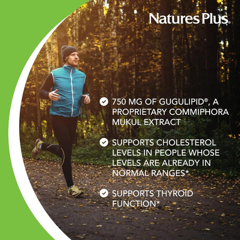 Natures Plus Herbal Actives Gugulipid, 1000 mg, 2.5% Guggulsterones, 30 Vegan Tablets, Ayurvedic Supplement