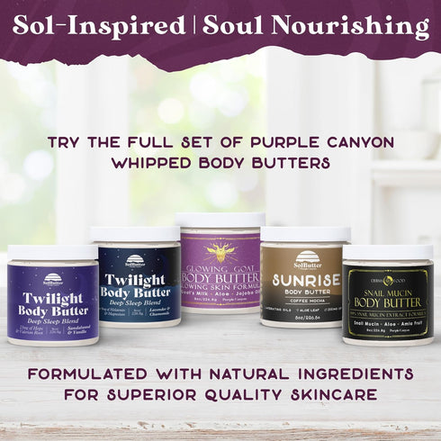 PURPLE CANYON 99% Snail Mucin Body Butter 8oz - Skin Care Moisturizer to Reduce Blemishes, Dark Spots, and Wrinkles