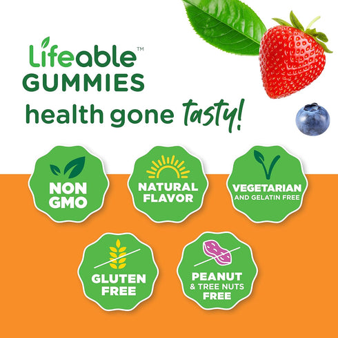 Lifeable Multivitamin for Women - Natural Flavor, Non-GMO, Gluten Free, Vegetarian - 90 Gummies with Vitamins A, C, D, E