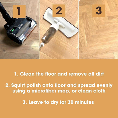 Furniture Clinic Wood Floor Polish - Polishes to a Glossy Finish, Protects Against Stains, 500ml / 17fl oz