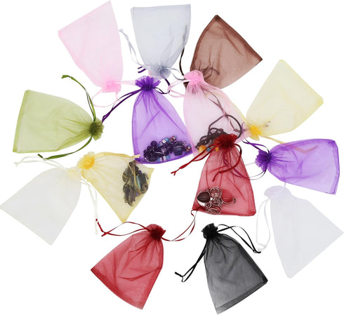 Wudygirl 100 PCS Drawstring Organza Bags 5X7 inches - Jewelry Pouches for Wedding Baby Shower Party Favors