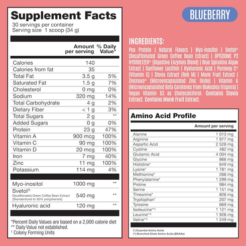 Birdman Fitmingo Vegan Protein Powder for Women - 23g Plant Based Blueberry Protein with Inositol and Collagen Boosters