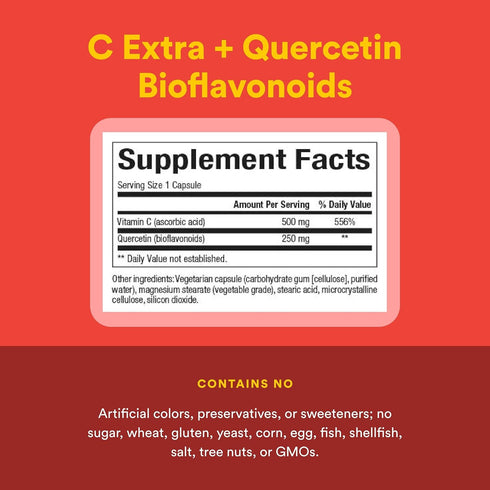 Immune 90 (90 Natural Factors C Extra + Quercetin Bioflavonoids - Antioxidant Supplement for Health - Vitamin C