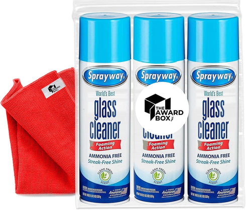 Sprayway Glass Cleaner Foam Action Cleaner 19 oz with Cleaning Cloth in Packaging (3 Pack)