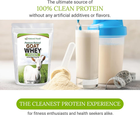 Z Natural Foods Goat Whey Protein Powder Concentrate, 1 lb, Undenatured, Unflavored, Pasture Raised