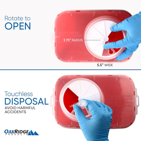 Oakridge Products Large 2 Gallon Sharps Container - Home Use and Professional Biohazard Needle Disposal