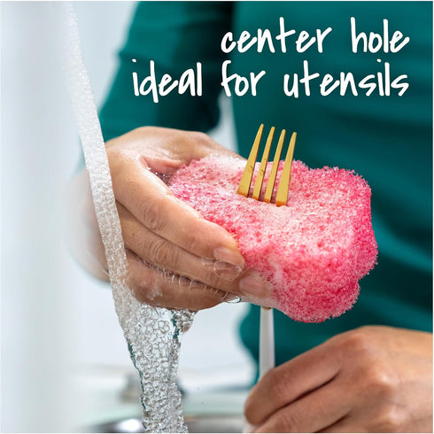 Scratch,1 Scotch-Brite Flex Scrub, Pink, Non-Scratch Dish Sponge with Flexible Shape, Non- Kitchen Sponge