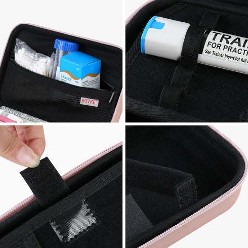 BOVKE Glucose Monitor Case, Diabetic Supply Travel Bag for Glucose Meter, Blood Sugar Test Strips, Lancets, Rosegold