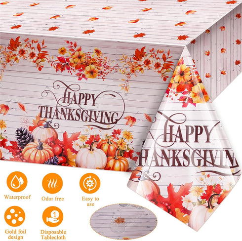 Set, Set HOWAF Thanksgiving Dinnerware Fall Maple Leaves Disposable Tableware Plates Napkin Tablecloth Knifes Forks