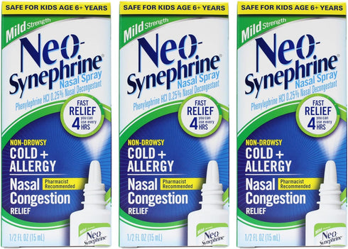 Neo-Synephrine Nasal Spray, MILD Formula, 0.5-Ounce (Pack of 3)