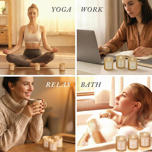 Set 3 Pack Candle - Soy Wax Aromatherapy Scented Candles for Energy Cleansing, Manifestation, Palo Santo, Sage