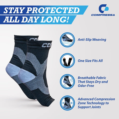 Compressa Compression Socks for Women & Men, 1 Pair Open Toe, Premium Non-Slip Support for Joint Pain Relief