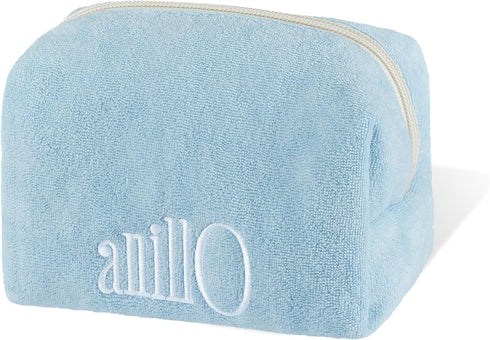 Blue Terry Pouch, Soft Lightweight Travel Pouch, Toiletry Bag for Skincare, Makeup, and Personal Care