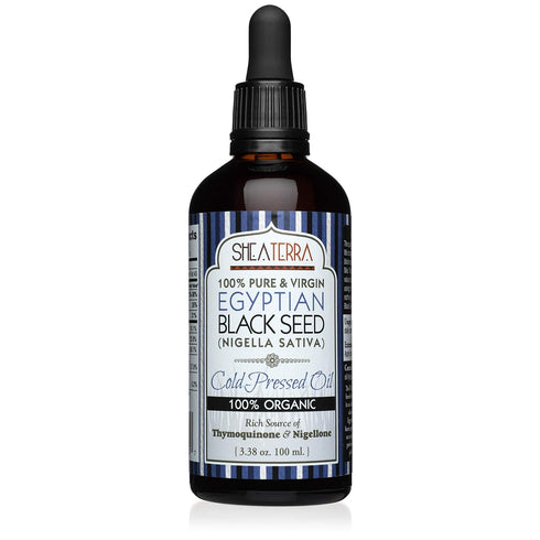 Shea Terra 3.38 oz Egyptian Black Seed Cold-Pressed Extra Virgin Oil, All Natural & Organic for Skin & Hair