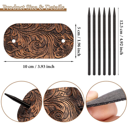 Noverlife 6PCS Leather Hair Barrettes with Stick, Square Shape Hair Clips for Women Girls