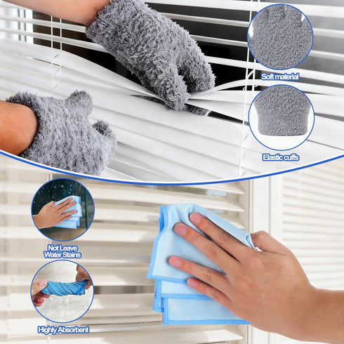 Set,Blind XANGNIER Window Blind Cleaner Duster Tool Cleaning Tools,Washable Multi-Surface Dusting Kit for Wood