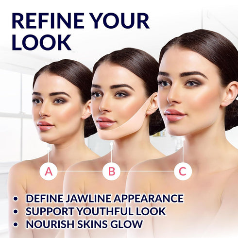 Stylia Double Chin Mask - V Line Chin Strap - Toning Hydrogel Collagen Face Mask with Hyaluronic Acid & Aloe Vera - 5PC