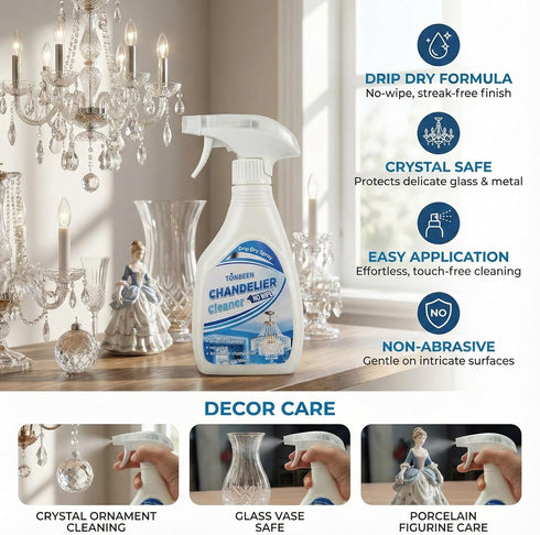 TONBEEN 10.14 oz Chandelier Cleaner Drip Dry Spray, No Wipe Formula for Crystal Chandeliers, Streak-Free Spray-On