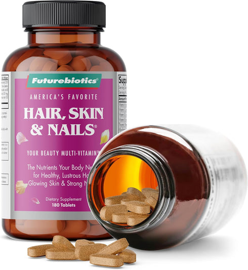 Futurebiotics Hair, Skin & Nails Beauty MultiVitamin with Biotin, 180 Tablets for Healthy Hair and Nail Support