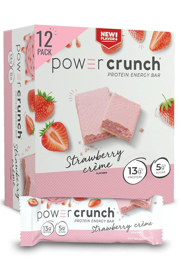 Power Crunch Protein Wafer Bars, High Protein Strawberry Crème Snacks, 1.4 Ounce (12 Count)