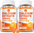 Hudetex (2 Pack) Calcium Citrate 1200 mg with Vitamin D3 Gummies for Women