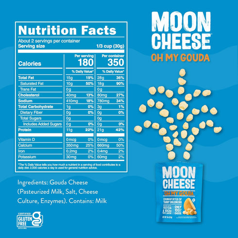 Pack, 100% 2 (Pack 3) Moon Cheese Variety Cheddar, Gouda & Pepper Jack, Crunchy, Protein-Rich Cheese Snack, Gluten