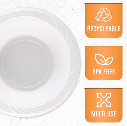 200 Count Disposable 5 Ounce White Plastic Dessert Bowls